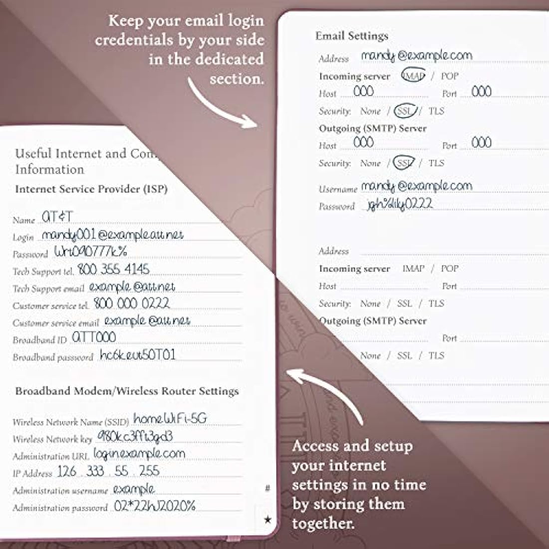Password Book with Alphabetical Tabs - Rose Gold Planner