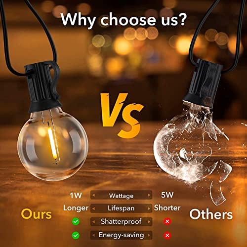 Svater 100FT Outdoor String Lights – IP45 Waterproof G40 LED Garden Lights