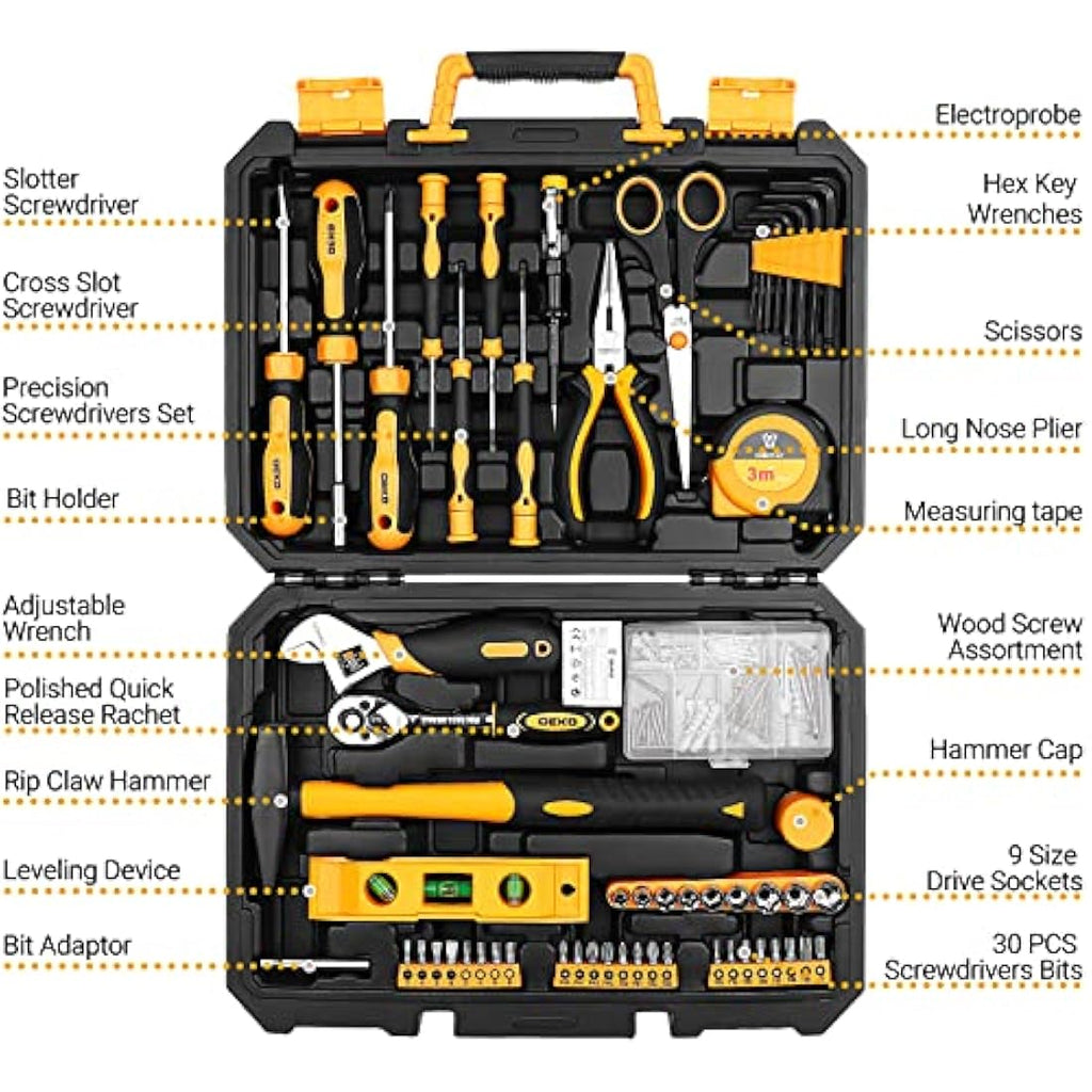 DEKOPRO 138 Piece Home Tool Kit – Universal DIY Repair Set with Case