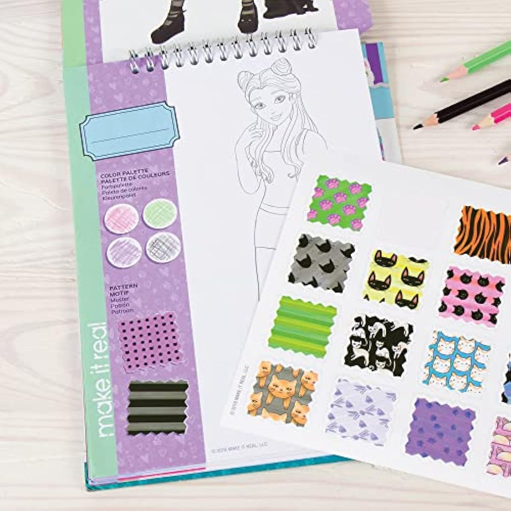 Make It Real Kitty Fashion Sketchbook with Stencils and Stickers