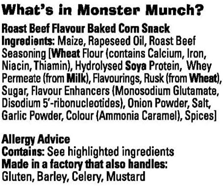 Walkers Monster Munch Roast Beef Snacks - Bulk Pack of 30 x 40g Bags