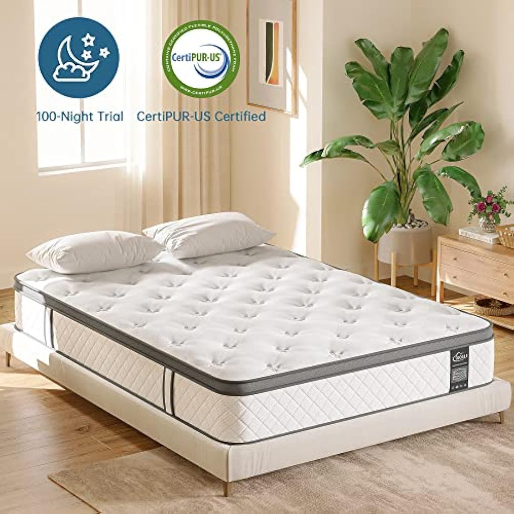 TeQsli 3FT Single Hybrid Mattress - 10 Inch Gel Memory Foam Pocket Spring