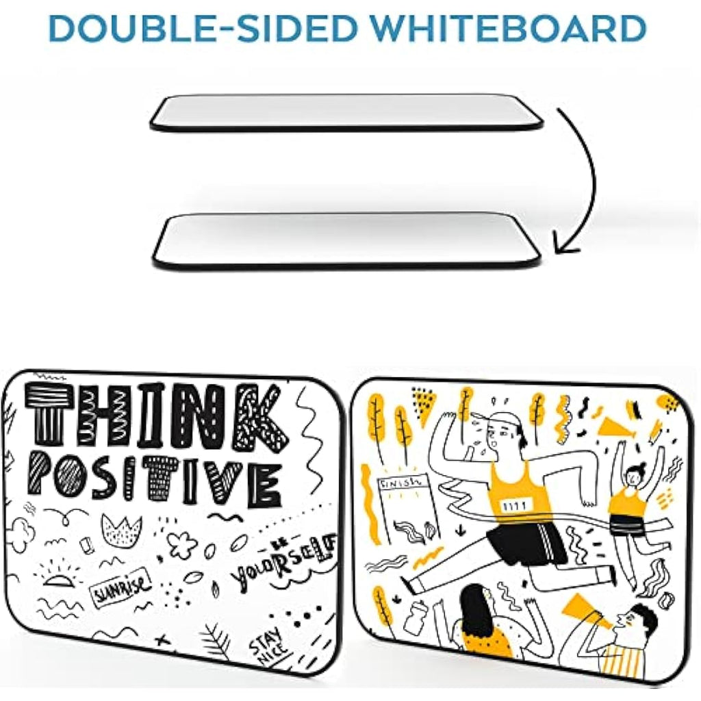Nicpro Magnetic Dry Erase Whiteboard A4 | Double Sided Board with 8 Pens