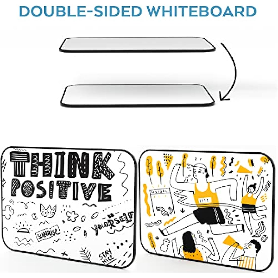 Nicpro Magnetic Dry Erase Whiteboard A4 | Double Sided Board with 8 Pens