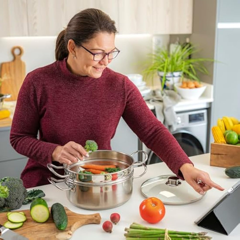 Penguin Home 3-Tier Stainless Steel Food Steamer Set | Induction, 20cm