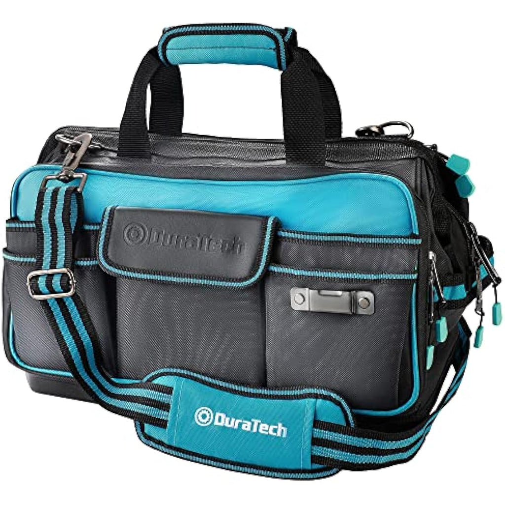 DURATECH 17-Inch Heavy Duty Tool Bag | 32 Pockets & Hard Base Organizer