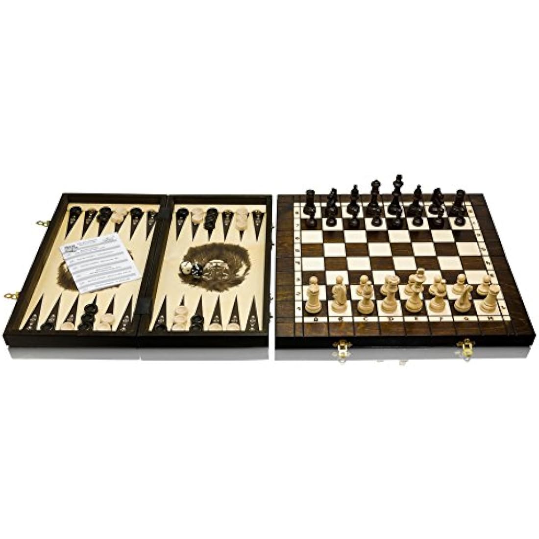 Jolof Store 3-in-1 Wooden Chess, Backgammon & Checkers Set - 40cm XL