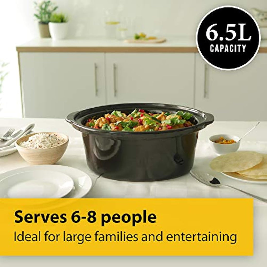 Crock-Pot Slow Cooker – 6.5L Large Ceramic Bowl with 3 Heat Settings