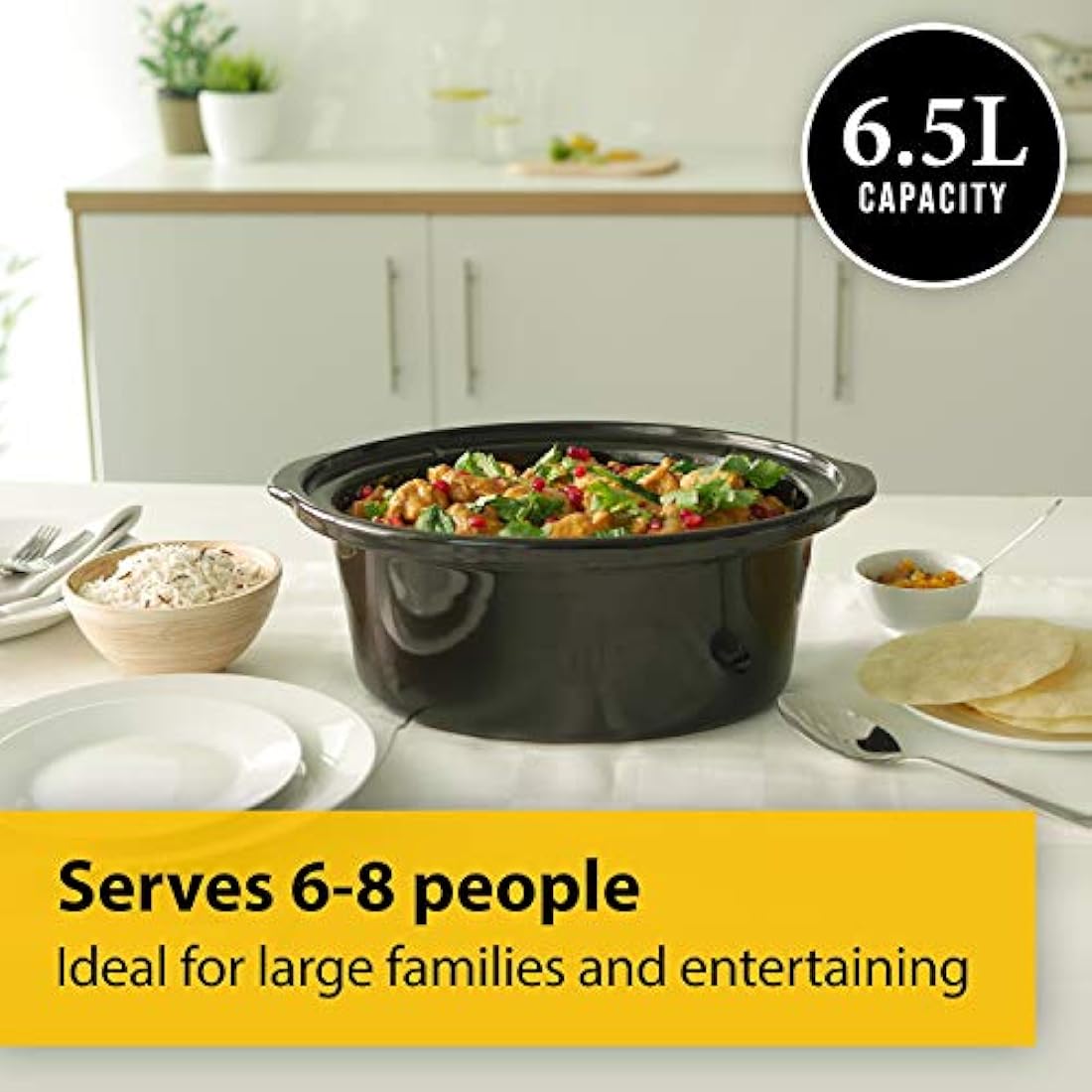 Crock-Pot Slow Cooker – 6.5L Large Ceramic Bowl with 3 Heat Settings