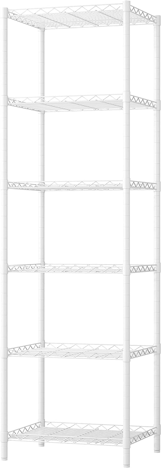 FTEYUET 6-Tier Metal Wire Shelving Unit – Heavy Duty Storage Rack, White