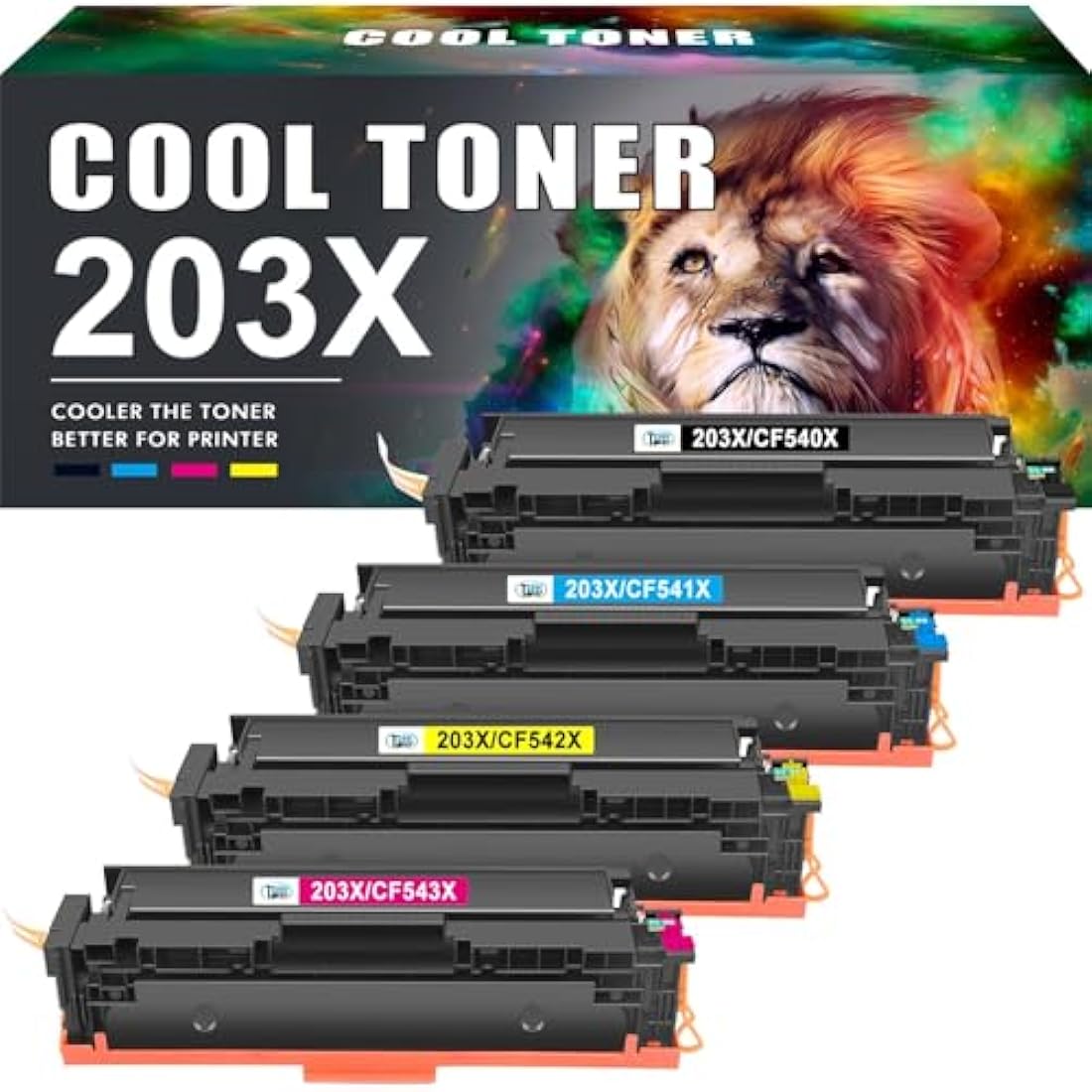 Cool Toner 203X High Yield Cartridge for HP Color LaserJet Pro M281fdw | 4-Pack