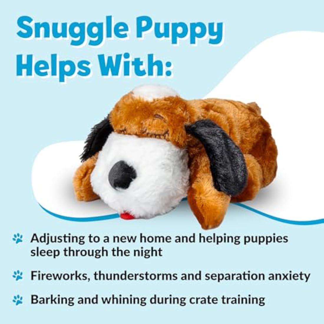 Snuggle Puppy Heartbeat Toy – Calming Anxiety Relief Aid in Brown & White