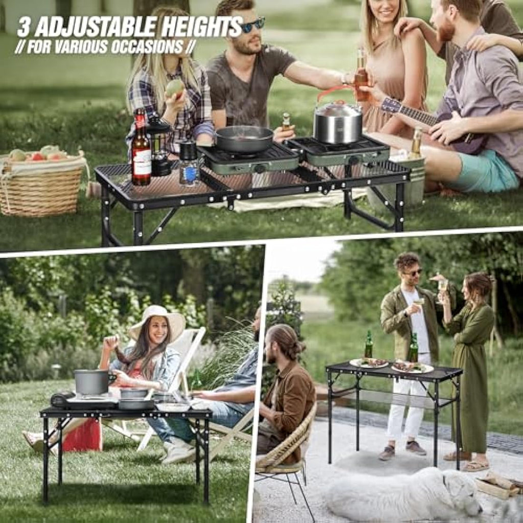 REDCAMP Folding Camping Table | Adjustable Height Aluminum Grill Table