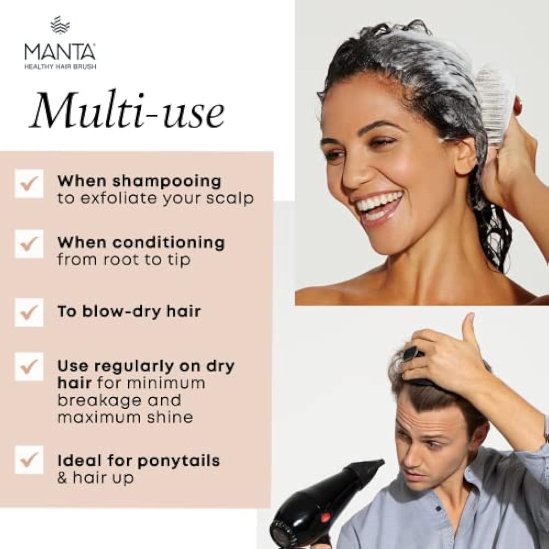 Manta Original Anti-Breakage Detangling Hairbrush - Burgundy