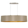 EGLO Maserlo Oval Pendant Lamp – Taupe & Gold Fabric 2-Light Ceiling Fixture