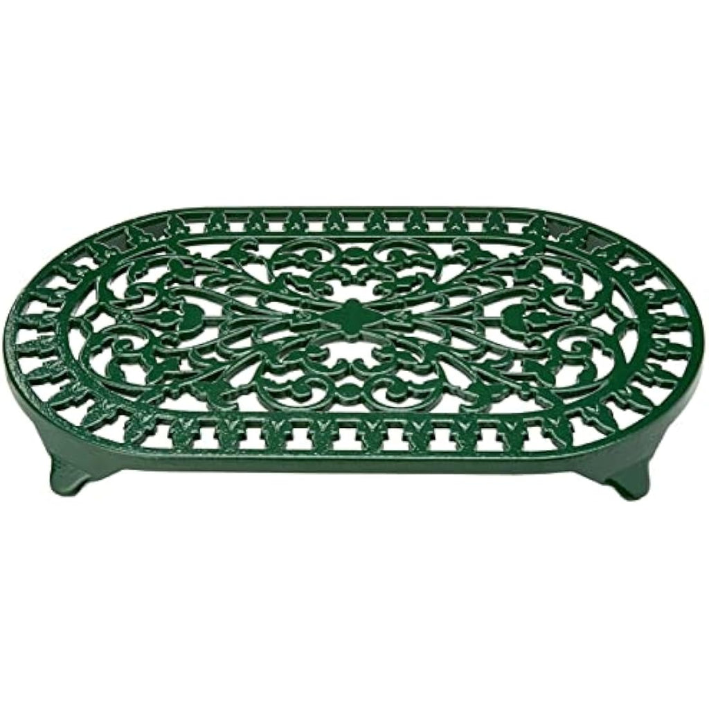 Large Oval Cast Iron Trivet – Green Vintage Kitchen Decor