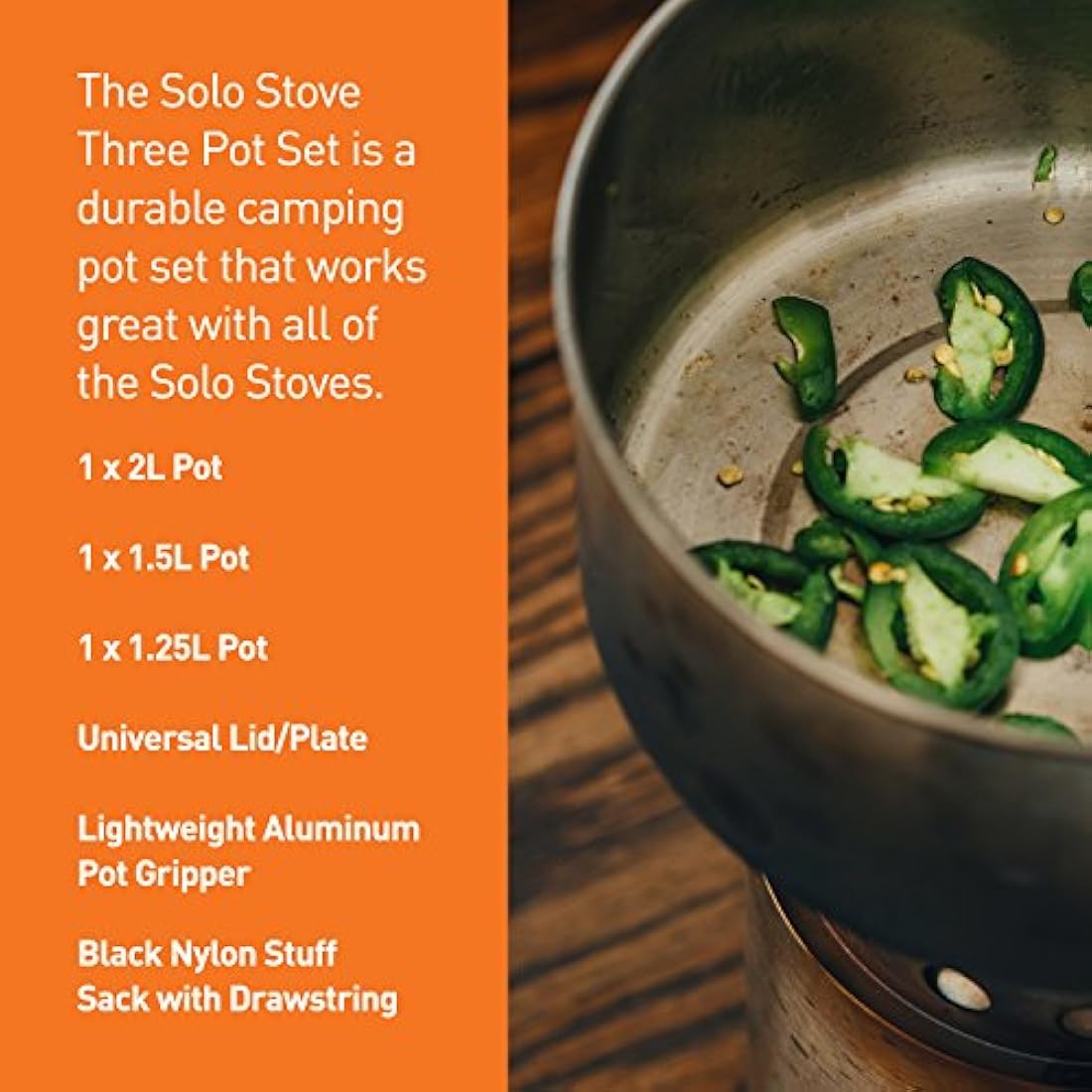 Solo Stove 3-Piece Stainless Steel Backpacking Pot Set with Sack