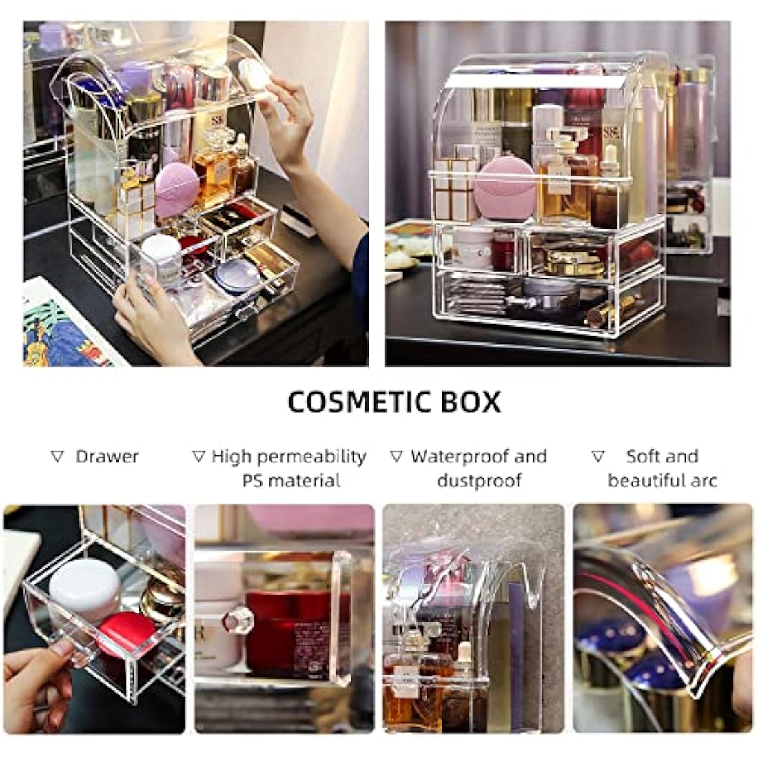 Suyoo X-Large Acrylic Makeup Organiser | Clear Cosmetic Storage Case