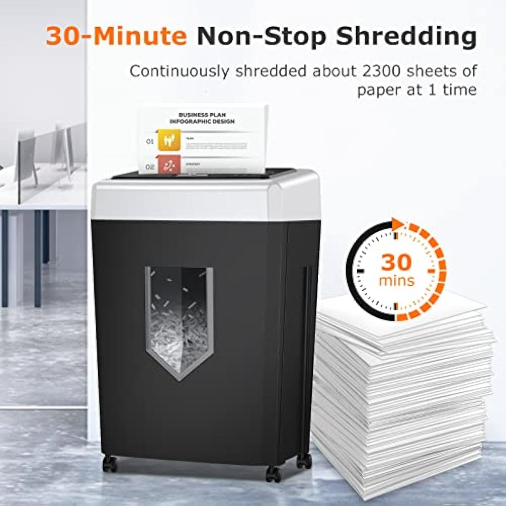 Bonsaii 15-Sheet Cross Cut Paper Shredder | 30-Min Heavy Duty Office Shredder