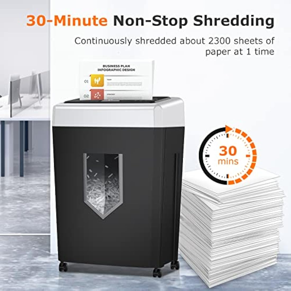 Bonsaii 15-Sheet Cross Cut Paper Shredder | 30-Min Heavy Duty Office Shredder