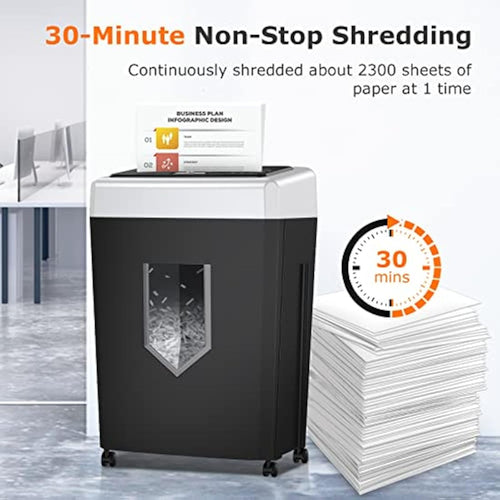 Bonsaii 15-Sheet Cross Cut Paper Shredder | 30-Min Heavy Duty Office Shredder