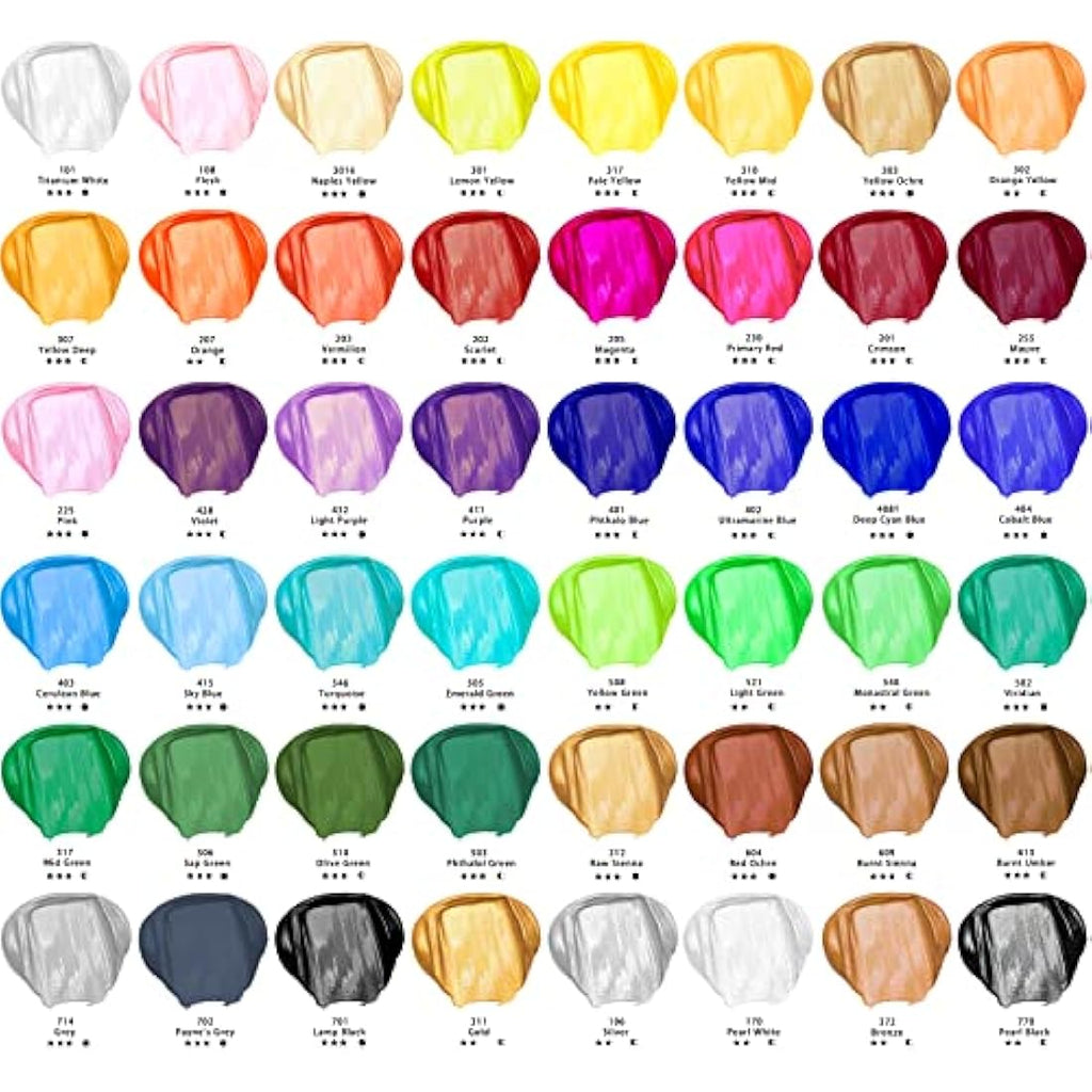 Artecho Acrylic Paint Set - 48 Vibrant Colors for Canvas and Crafts