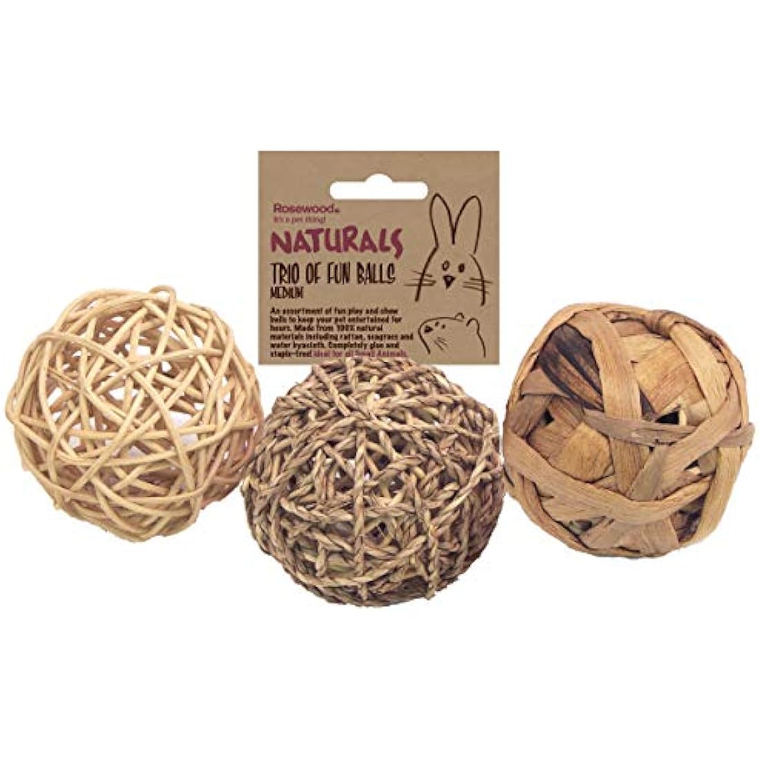 Rosewood Naturals Small Animal Activity Balls | 3-Pack Woven Chew Toys