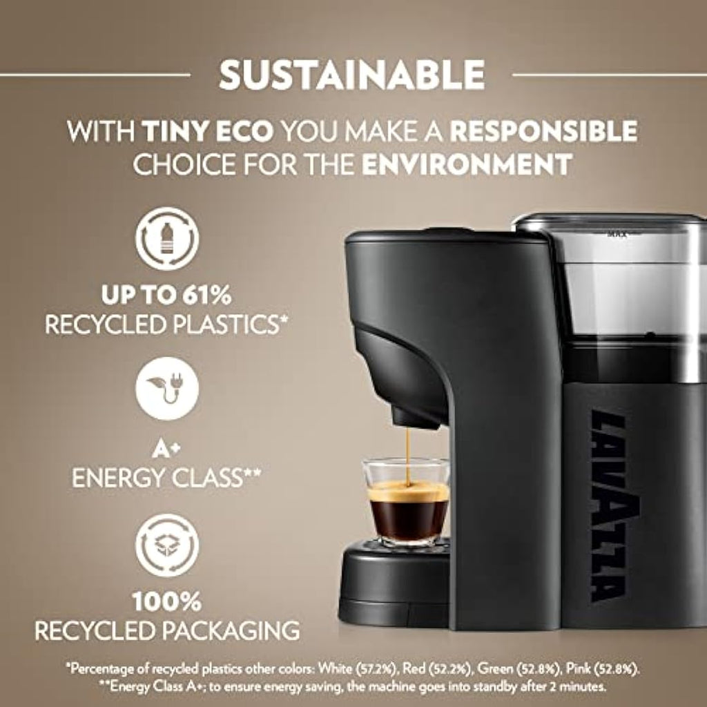 Lavazza A Modo Mio Tiny Eco Coffee Capsule Machine - Recycled Plastic, Black