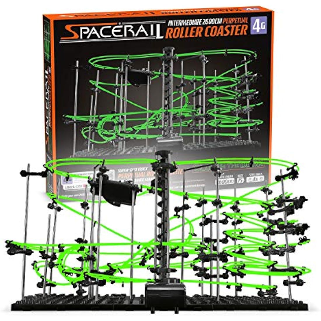 Space Rail Level 4 Glow in the Dark Marble Rollercoaster DIY Kit – 26m