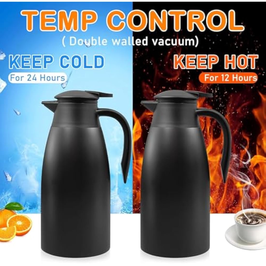 2-Pack 68oz Thermal Coffee Carafe | Stainless Steel Jug
