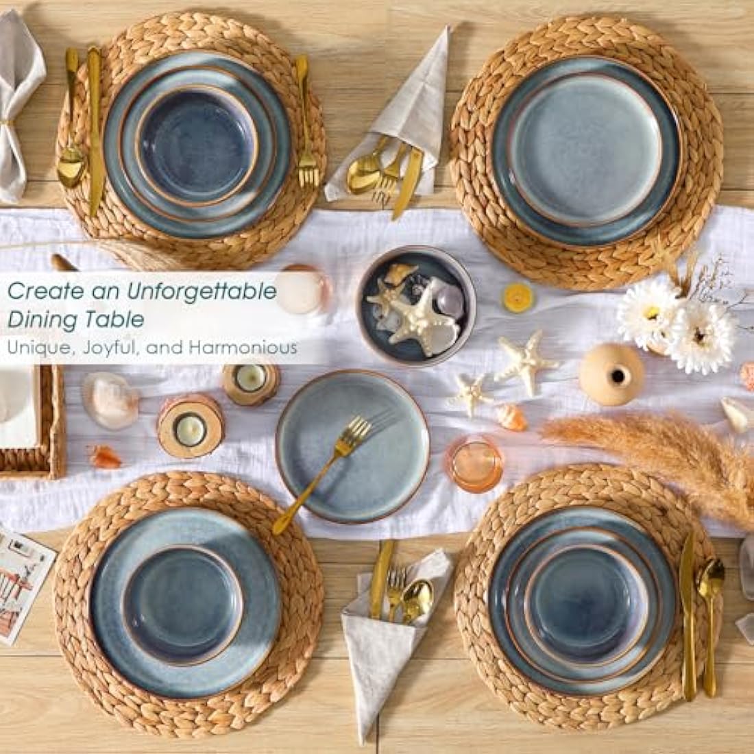 vancasso Playa 18-Piece Stoneware Dinner Set for 6 – Lavender Blue