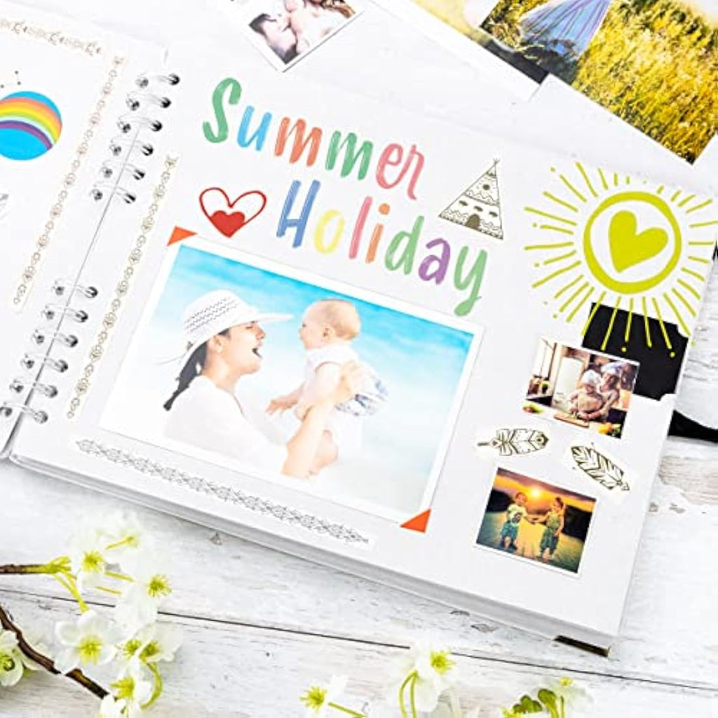 Square Scrapbook Photo Album – 50 White Pages Hardcover