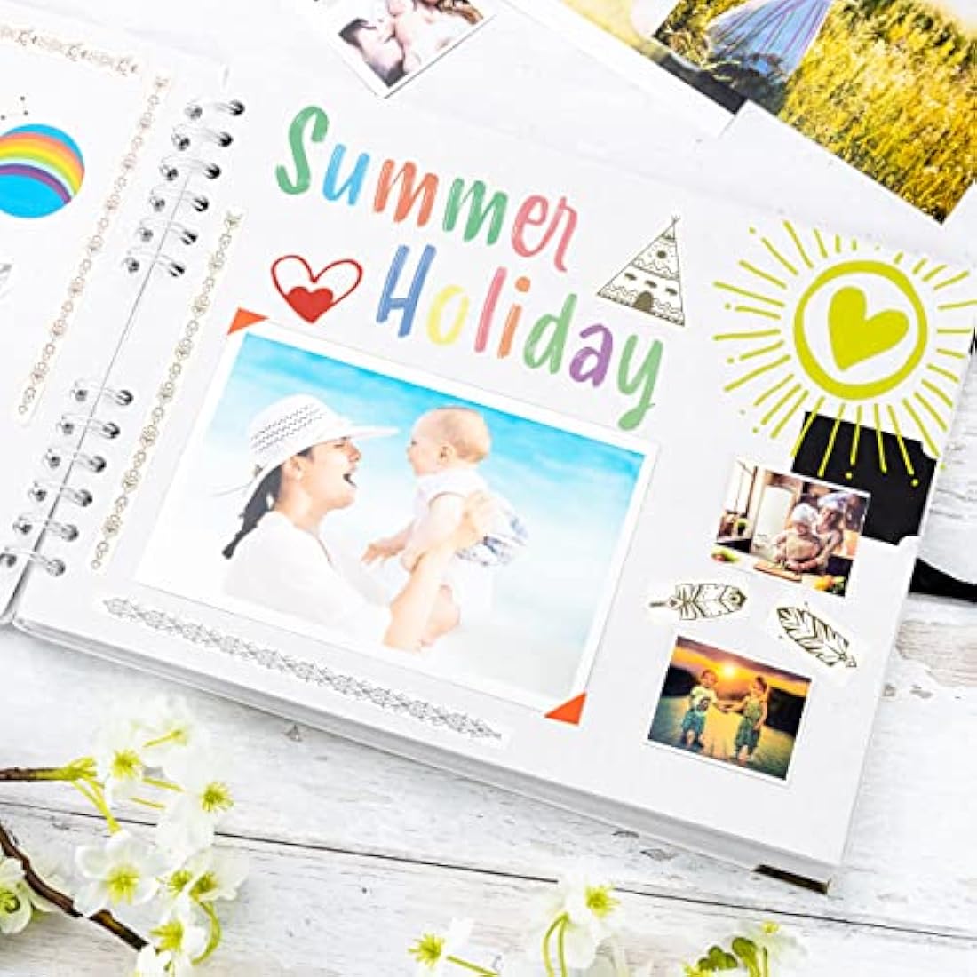 Square Scrapbook Photo Album – 50 White Pages Hardcover