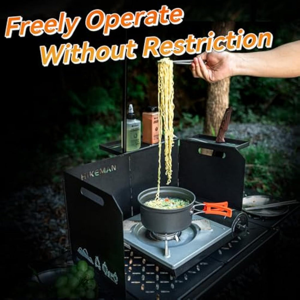HIKEMAN Folding Camping Stove Windshield – Portable Steel Windscreen