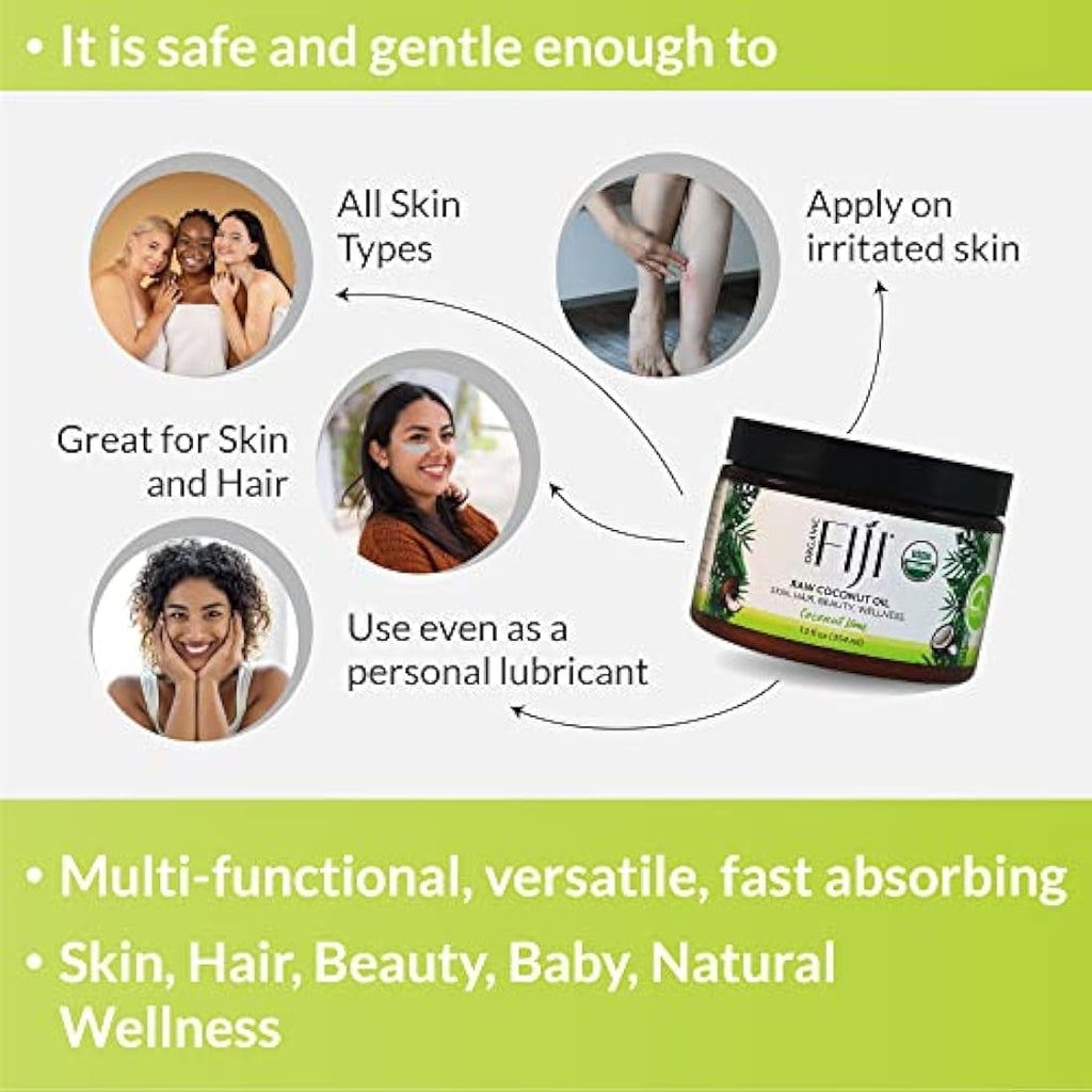 Organic Fiji Raw Cold Pressed Coconut Oil for Hair & Skin | Coconut Lime, 12oz