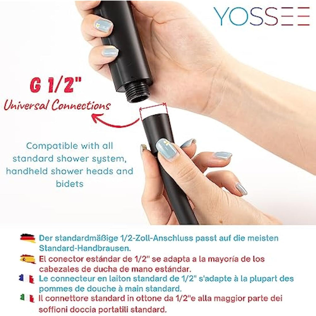 YOSSEE 1.5M PVC Shower Hose | Matt Black Anti-Twist Flexible Replacement