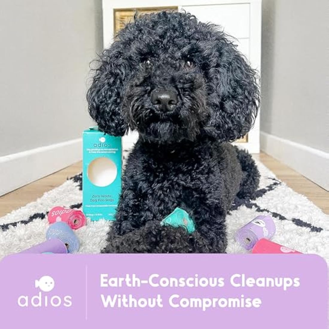 Adios Compostable Dog Poop Bags – 360 Count Extra Thick Leakproof Rolls