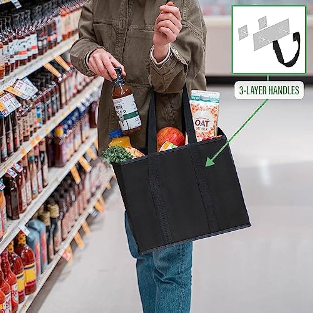 VENO Reusable Grocery Shopping Bags – Heavy Duty Collapsible Totes (3 Pack)