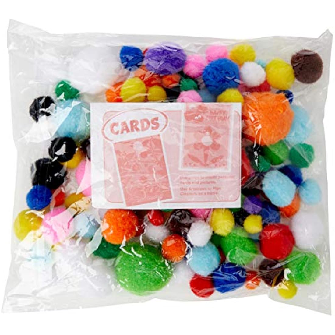 Creation Station Pom Poms - Assorted Sizes & Colors for Kids Crafts (100 Pack)