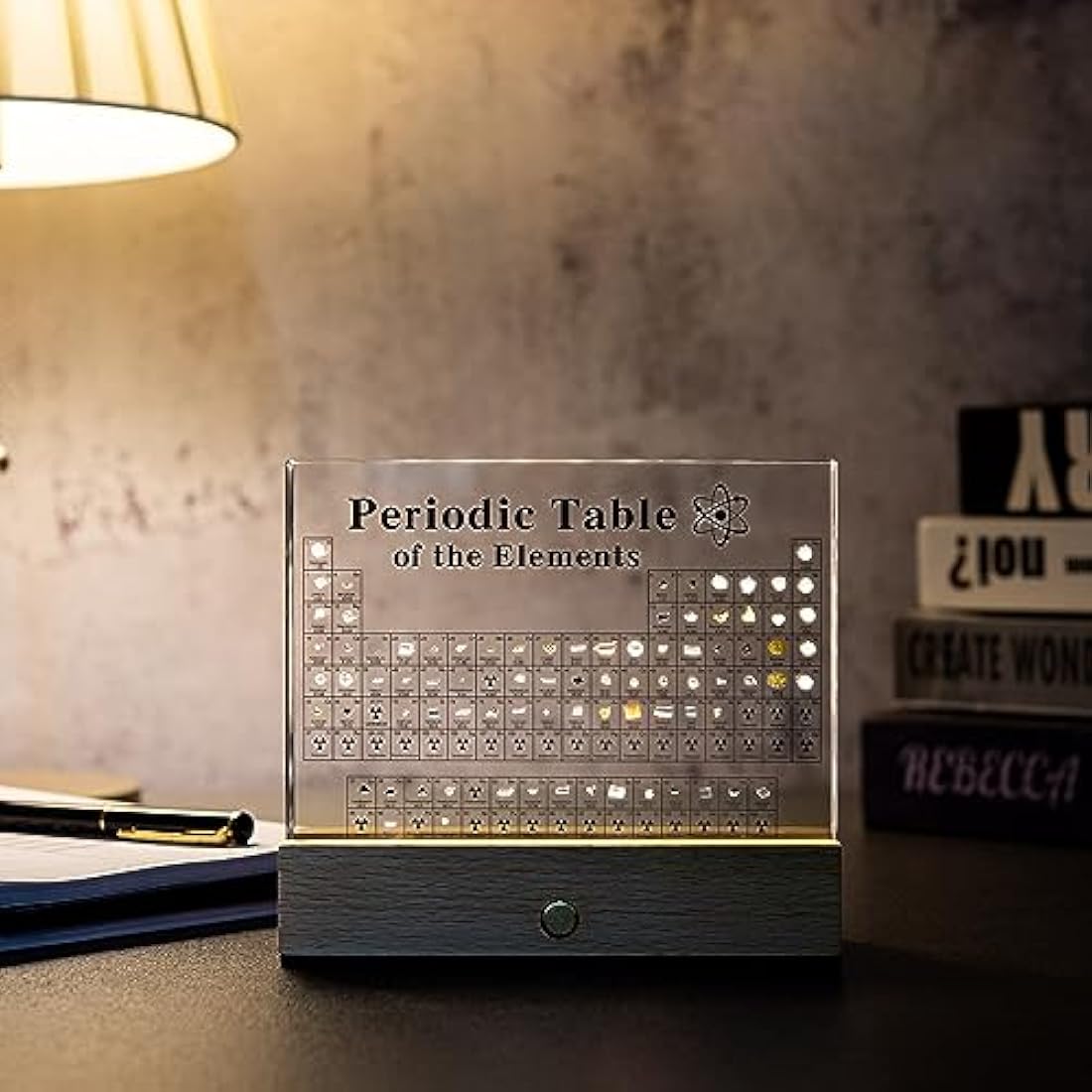 Periodic Table with 83 Real Elements & Wooden Stand