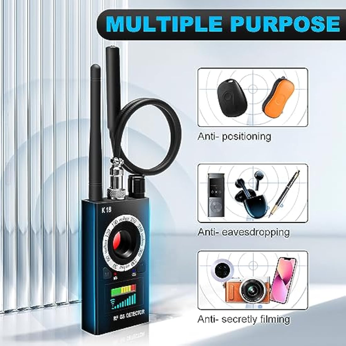 SIKVIO Anti Spy Detector | RF Scanner & Hidden Camera Bug Finder