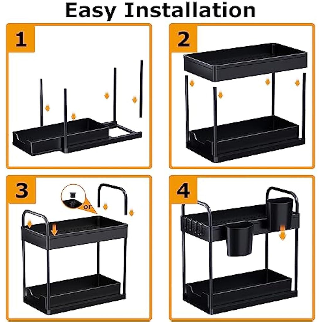 Gemwon 2-Tier Under Sink Organizer | Sliding Kitchen Storage Basket, 2 Pack