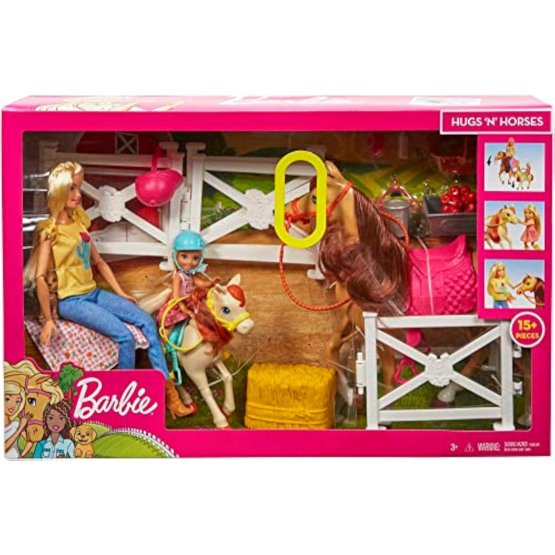 Barbie Hugs 'n Horses Playset with 2 Dolls, 2 Horses and 15+ Accessories