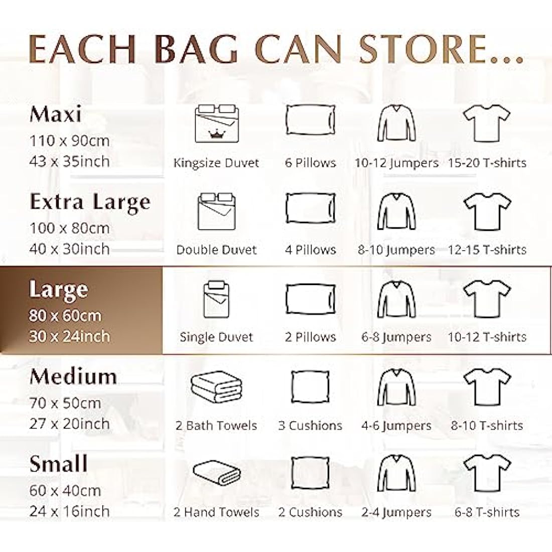 Genie Space Vacuum Storage Bags | 6-Pack Large 80x60cm Airtight Organiser