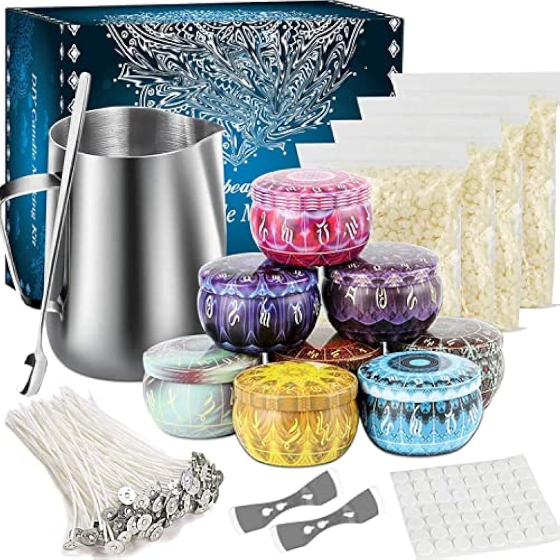 DIY Candle Making Kit – Soy Wax Beginner Set with 8 Tins