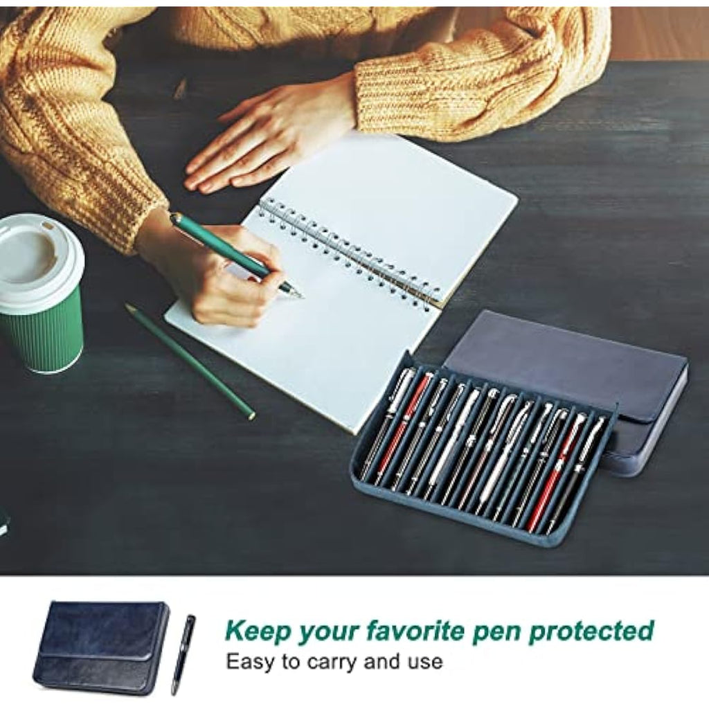 Hiram Vegetable Tanned Leather 12 Pen Case | Fountain Pen Storage Box