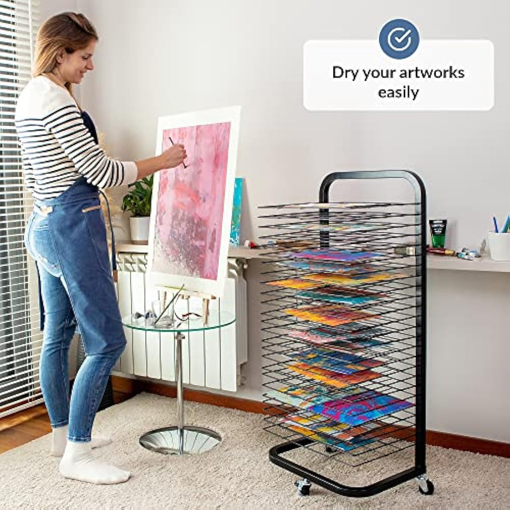 Jolof Store Art Drying Rack – 25 Removable Shelves Mobile Metal Rack