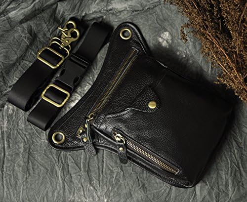 Le'aokuu Mens Genuine Leather Motorcycle Drop Leg Bag | Waist Pack