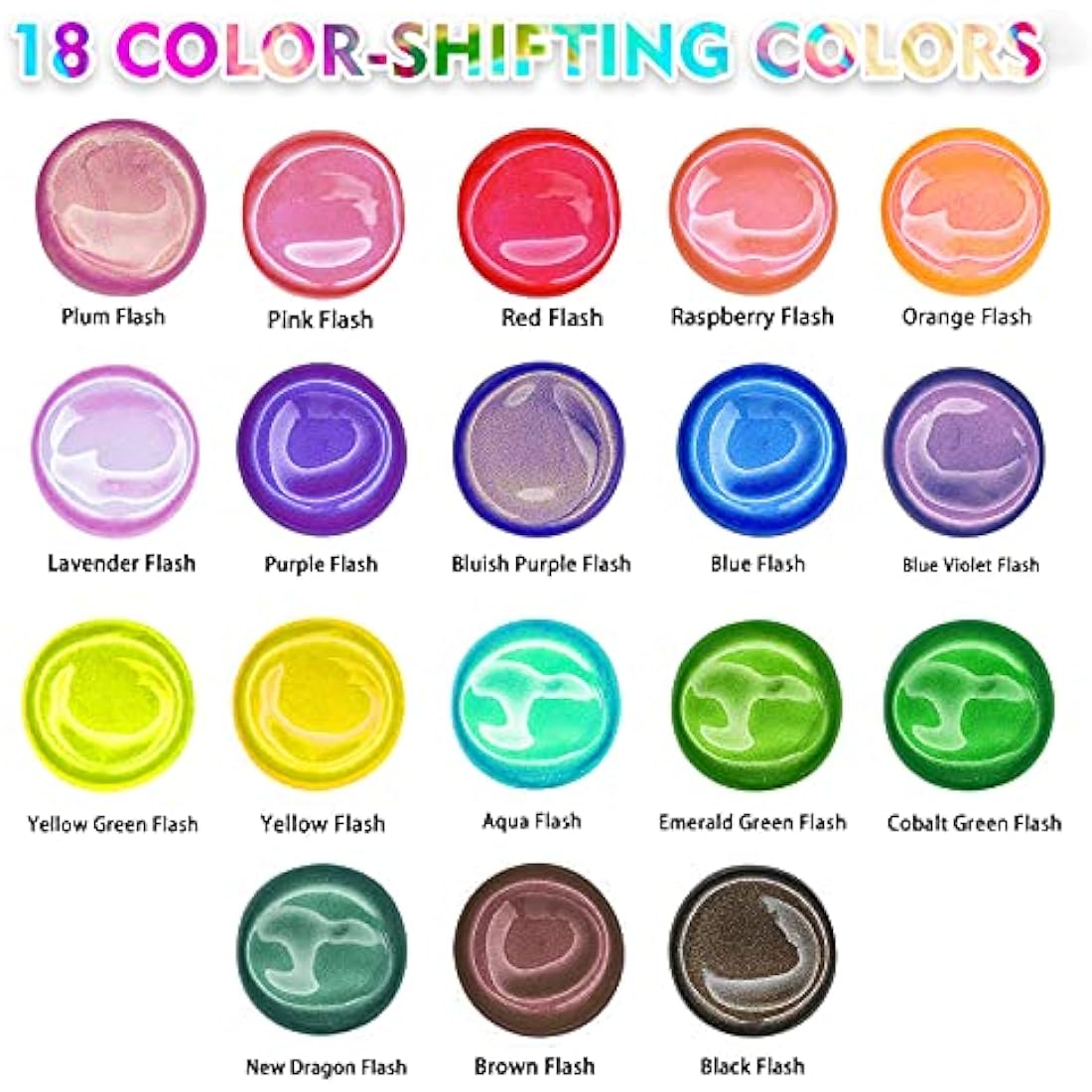 ABEIER Iridescent Acrylic Paint Set – 18 Chameleon Color Shifting Paints
