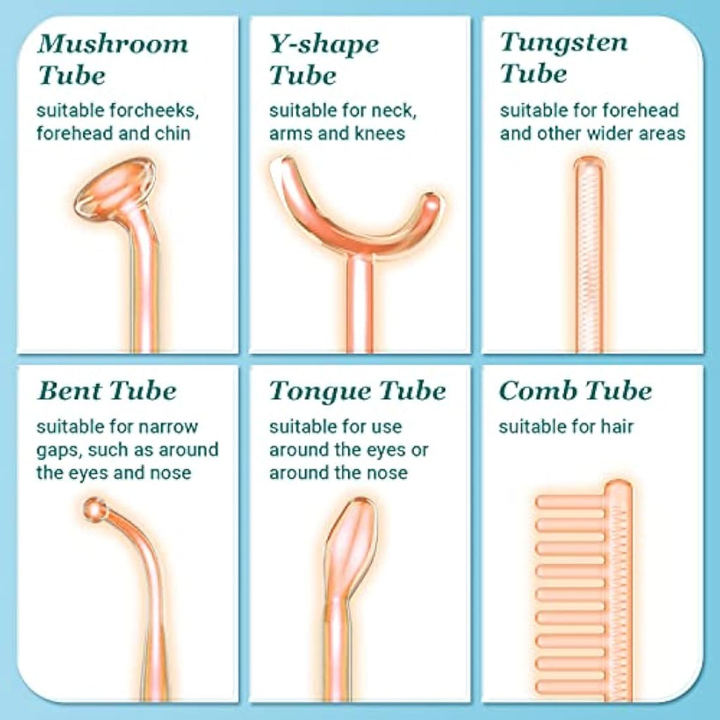 UUPAS High Frequency Facial Wand - 6 Neon Tubes for Acne & Skin Tightening